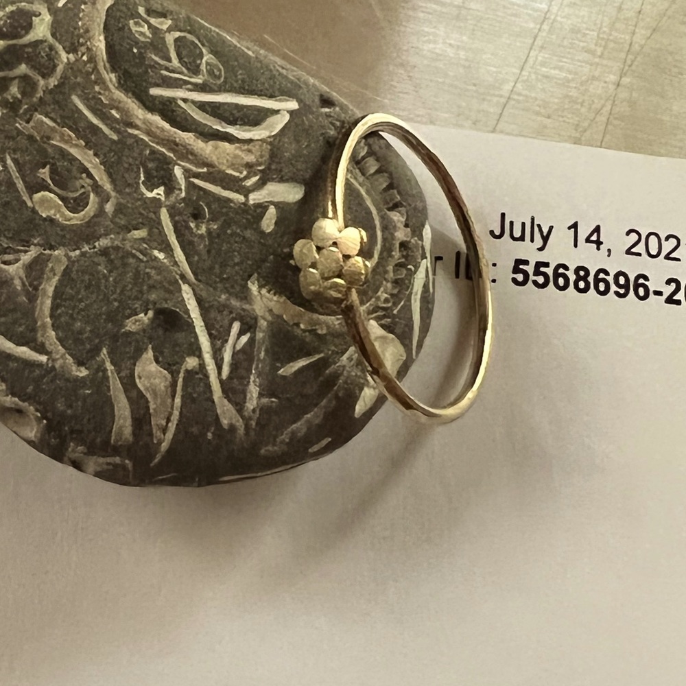 NOVICA gold plated sterling silver dainty flower stack ring w/ all paperwork